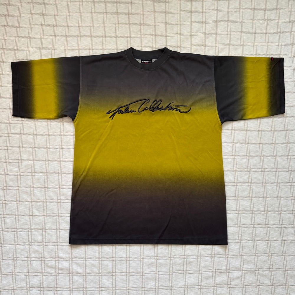Vintage FUBU The Collection Jersey Shirt Mens Large Yellow‎ Black Ombre 90s Logo